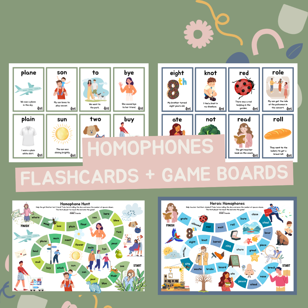 Homophone Flashcards + Game Boards