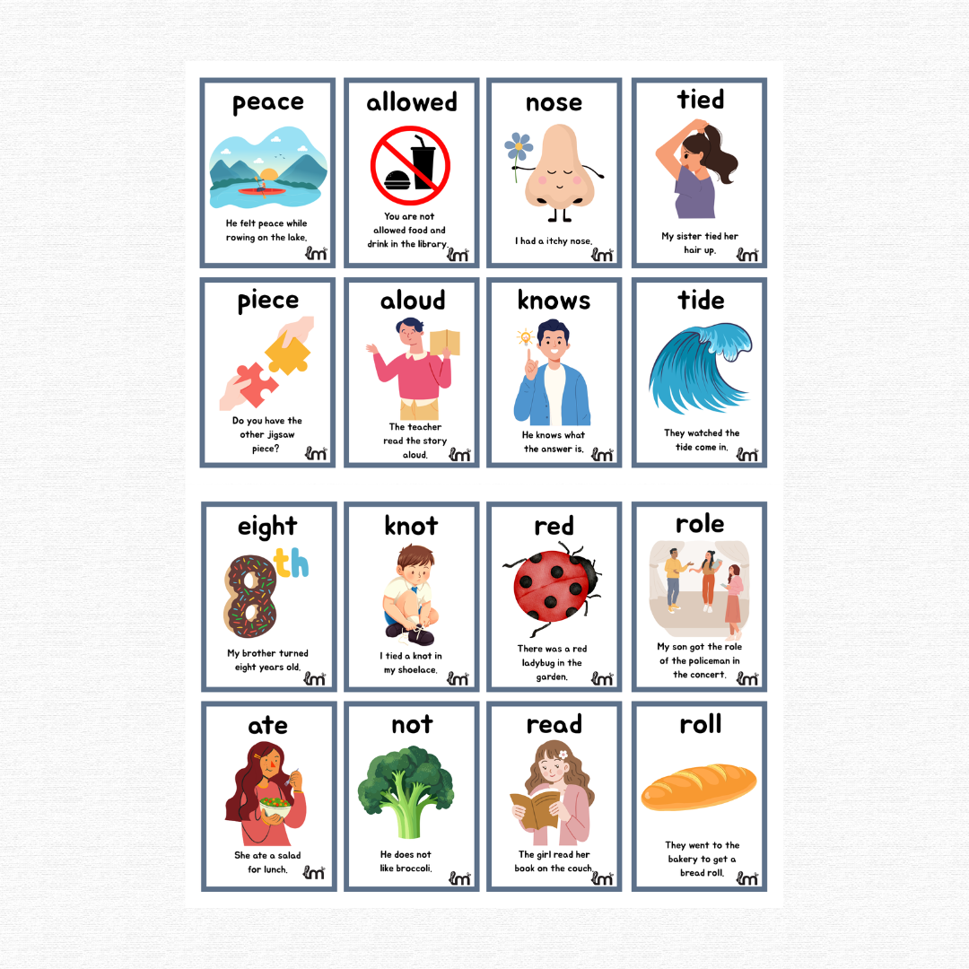 Homophone Flashcards + Game Boards