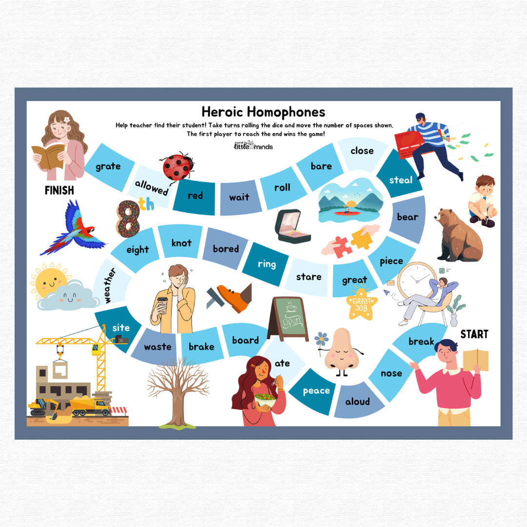 Homophone Flashcards + Game Boards