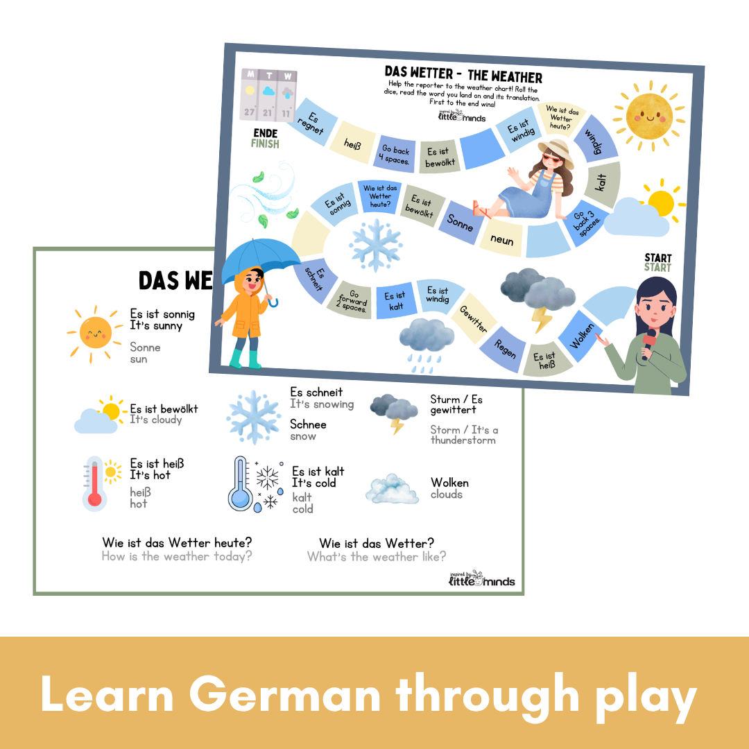 German Vocabulary Game Boards